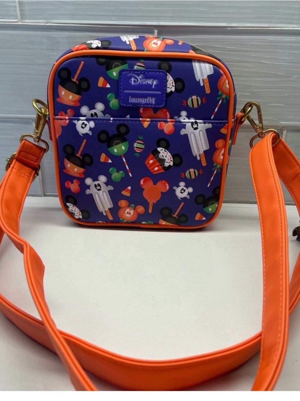 Loungefly Purple Halloween Treats Crossbody Bag with Orange Trim